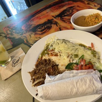 El Charro Cafe - #5 Número Cinco 22.95 El Charro Carne Seca, chile relleno, queso casero enchilada, & choice of tortillas - Tacos Near Me - Tucson, Arizona