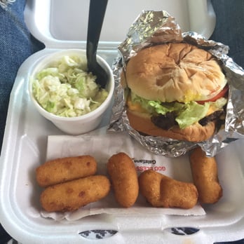 Cook Out - Tray with burger, coleslaw and hush puppies - Fast Food Near Me - Cary, North Carolina
