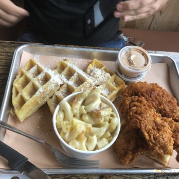 The Cookshack - I got the Chicken and Waffles with Mac 'N Cheese - Chicken Shop Near Me - Houston, Texas