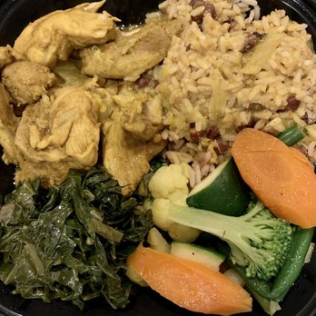 Jerk'D - Curry Chicken Bowl, collard greens, mixed veg - Caribbean Near Me - Hackensack, New Jersey