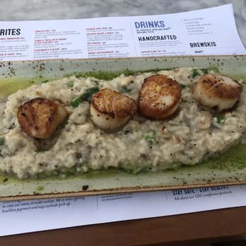 Bluewater Grill - Pan-Seared Sea Scallops* with mushroom risotto - Seafood Near Me - Santa Barbara, California