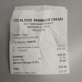 Localicious Caribbean Ice Cream - Receipt - Ice Cream & Frozen Yogurt Near Me - Miramar, Florida