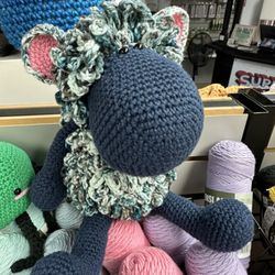 The Twisted Skein - Crochet Amigurumi sheep, in colorful blues, made in a cotton yarn