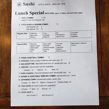 @Sushi - Lunch special menu - Sushi Bars Near Me - Long Beach, California @Sushi - Lunch special menu - Sushi Bars Near Me - Long Beach, California
