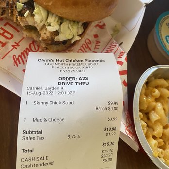 Clyde’s Hot Chicken - My receipt says that I ordered a salad. I received a sandwich, instead. - Chicken Shop Near Me - Placentia, California Clyde’s Hot Chicken - My receipt says that I ordered a salad. I received a sandwich, instead. - Chicken Shop Near Me - Placentia, California