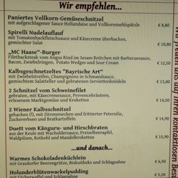 Restaurant Haase - Die Speisekarte vom "Dive-In" / The "Drive-In" menu
