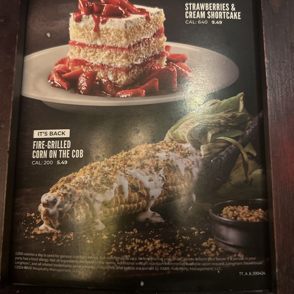 LongHorn Steakhouse - Specials table tent - Steakhouses Near Me - Saint Augustine, Florida LongHorn Steakhouse - Specials table tent - Steakhouses Near Me - Saint Augustine, Florida