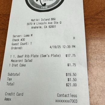 Matiki Island Barbecue - Pricing was fair for quality product - Hawaiian Near Me - Fullerton, California