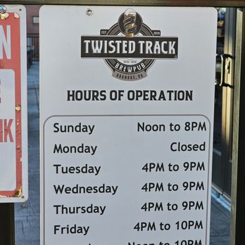 Twisted Track Brewpub - The Hours of Operation. - Brewpubs Near Me - Roanoke, Virginia