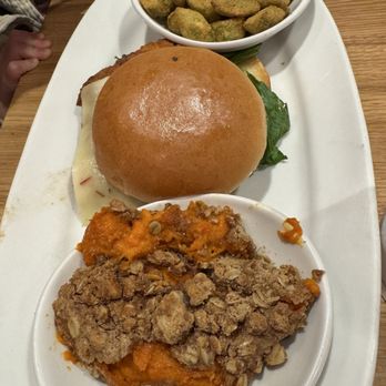 Chick-fil-A - Spicy Chicken Sandwich Deluxe Meal with Fried Okra and Sweet Potato Soufflé - Fast Food Near Me - Rome, Georgia