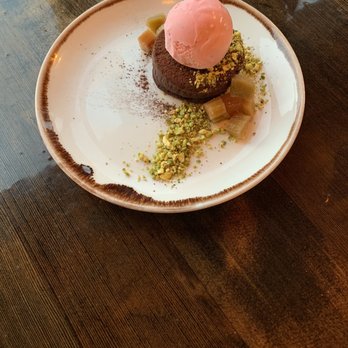 Buono Osteria - Dark chocolate torte with pecans and strawberry gelato. 10/10. Tastier than anything in your browser history. - Italian Near Me - Gibsons, British Columbia
