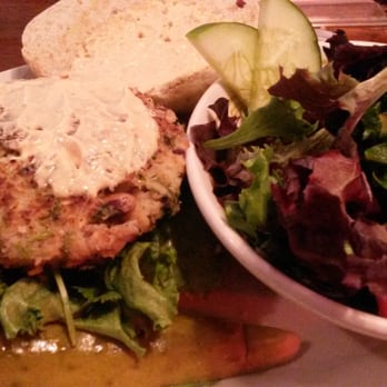 Spotted Dog - black eyed pea burger with a small salad - Vegetarian Near Me - Carrboro, North Carolina Spotted Dog - black eyed pea burger with a small salad - Vegetarian Near Me - Carrboro, North Carolina