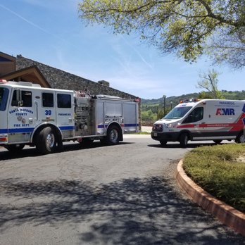 Santa Barbara County - Engine 30 and AMR on a medical - Fire Departments Near Me - Solvang, California