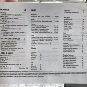 Delarosa Bishop Ranch - Drink menu - Pizza Near Me - San Ramon, California