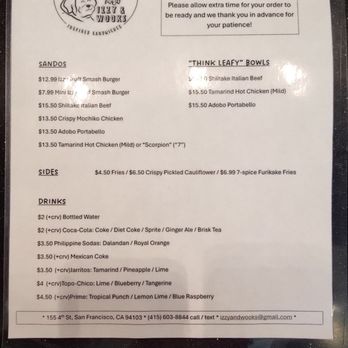 Izzy & Wooks - Menu - Burgers Near Me - San Francisco, California