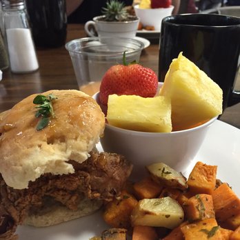 Scratch Made Bakery - Chicken biscuit with savory sweet potatoes and a fruit cup...delicious!!! - Bakeries Near Me - Amarillo, Texas