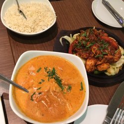 Khana Indian Restaurant - Top: coconut rice  Center: chicken tawa  Bottom: Butter Chicken