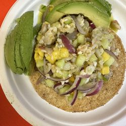 Aguachile shrimp ceviche tostada
