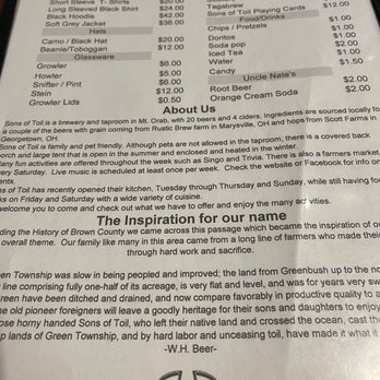 Sons Of Toil Brewing - Menu - Breweries Near Me - Mount Orab, Ohio Sons Of Toil Brewing - Menu - Breweries Near Me - Mount Orab, Ohio