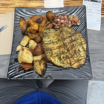 Canastas Chicken - Grilled Cilantro chicken with red potatoes and fried plantains. - Peruvian Near Me - Wake Forest, North Carolina Canastas Chicken - Grilled Cilantro chicken with red potatoes and fried plantains. - Peruvian Near Me - Wake Forest, North Carolina