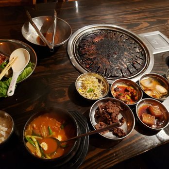 Korea House - Bulgogi Kimchi Jjigae and baby octopus(out of pic) - Korean Near Me - Austin, Texas Korea House - Bulgogi Kimchi Jjigae and baby octopus(out of pic) - Korean Near Me - Austin, Texas