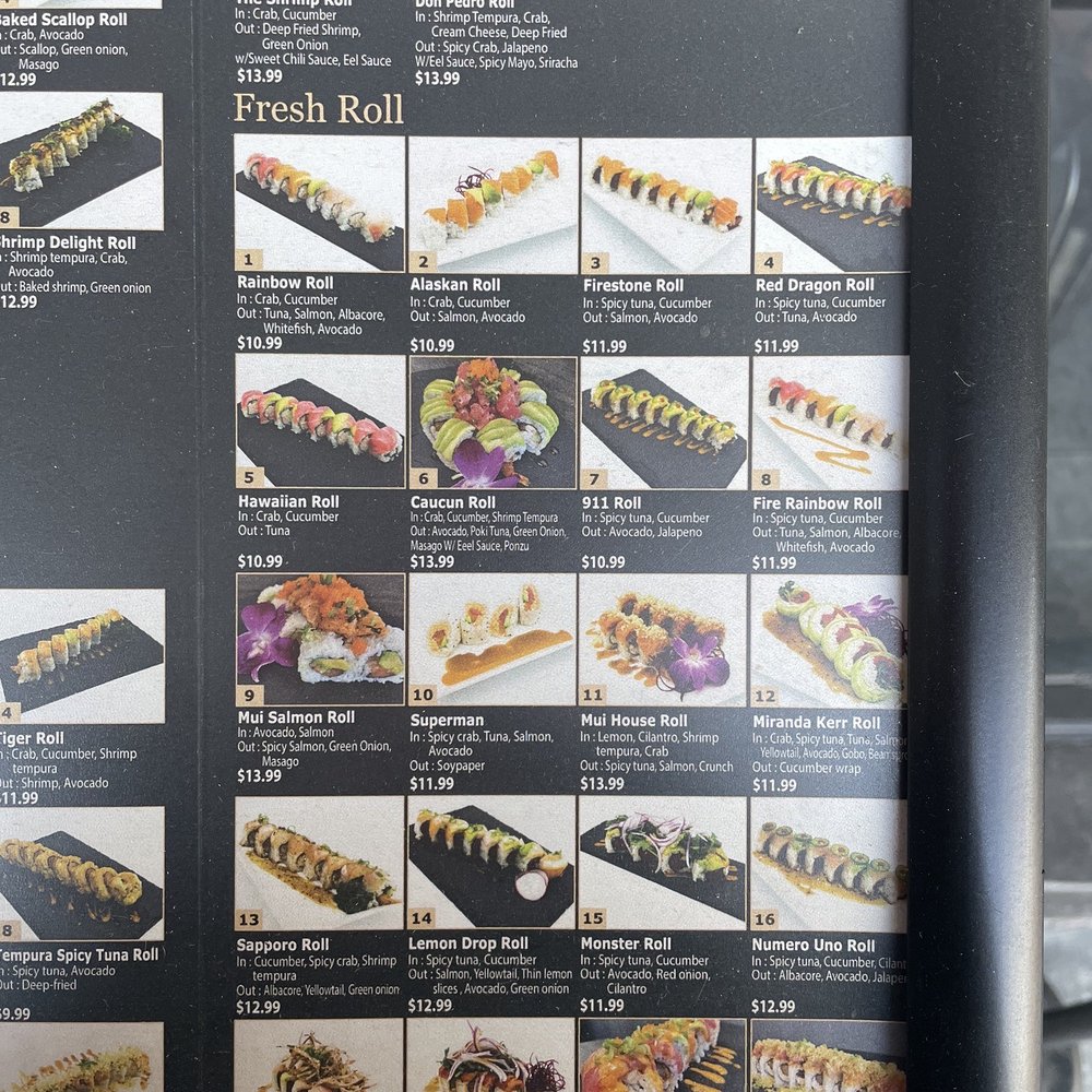 Mui sushi - Menu (page 1of 3) - Sushi Bars Near Me - Bell Gardens, California Mui sushi - Menu (page 1of 3) - Sushi Bars Near Me - Bell Gardens, California