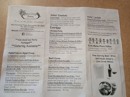Menu photo 1 Havana Carolina Cafe Kannapolis, NC