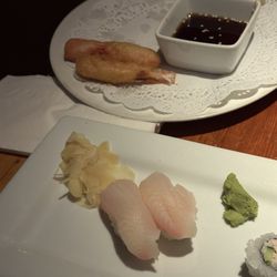 Sushi Garden - Crab Tempura (back) Red Snapper (front)