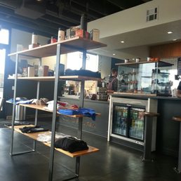 Merchandising shelf in odd location for traffic flow in space