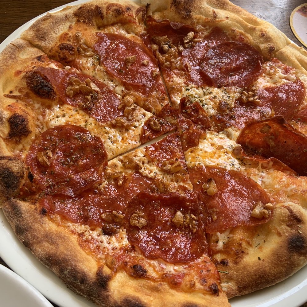 California Pizza Kitchen - Pepperoni and Roasted Garlic Pizza- VG!! - Pizza Near Me - Naples, Florida California Pizza Kitchen - Pepperoni and Roasted Garlic Pizza- VG!! - Pizza Near Me - Naples, Florida