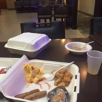 Embassy Suites by Hilton Columbus - the basic breakfast every morning. Scrambled eggs, sausage(very good), potatoes & little side goodies like yogurt, oatmeal, cereal, muffin. - Hotels Near Me - Columbus, Ohio