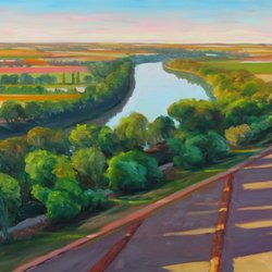 Phil Gross Fine Art - Big River Valley Oil on canvas 24x48 2017