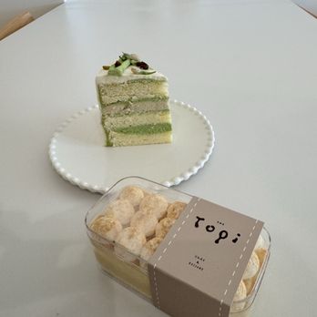 Topi Cakes - Green Tea Cake slice and Soymilk Cake - Custom Cakes Near Me - Palo Alto, California Topi Cakes - Green Tea Cake slice and Soymilk Cake - Custom Cakes Near Me - Palo Alto, California