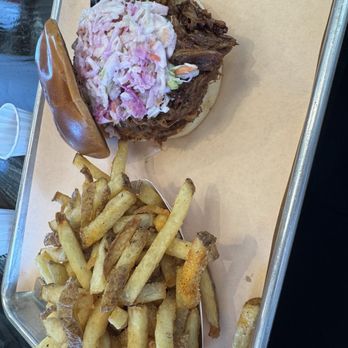 Dukes BBQ Shack - Pulled pork sandwich with fries - Barbeque Near Me - Wentzville, Missouri