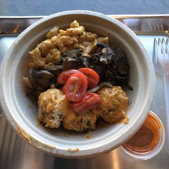 Vale Healthy Kitchen - Jacksonville - Regular bowl with Chipotle Mac, Balsamic Mushrooms, Chicken Meatballs, Balsamic Tomatoes and Honey Sriracha sauce - Acai Bowls Near Me - Jacksonville, Florida Vale Healthy Kitchen - Jacksonville - Regular bowl with Chipotle Mac, Balsamic Mushrooms, Chicken Meatballs, Balsamic Tomatoes and Honey Sriracha sauce - Acai Bowls Near Me - Jacksonville, Florida