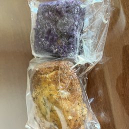 Banana bread and ube mochi bread