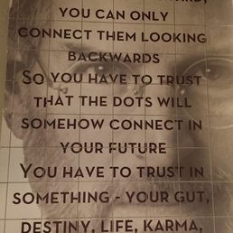 Most inspiring thing about this place can be found above the toilet in the men's room.