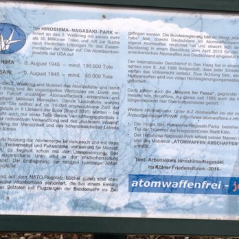 Hiroshima-Nagasaki-Park - And the explanation board. There are even in Germany 20 US-American nuclear warheads ready to be deployed by the German military. - Public Plazas Near Me - Cologne, NW