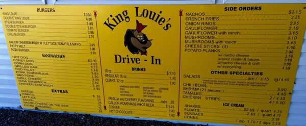 Menu photo 2 King Louie's Drive-In Wood River, IL