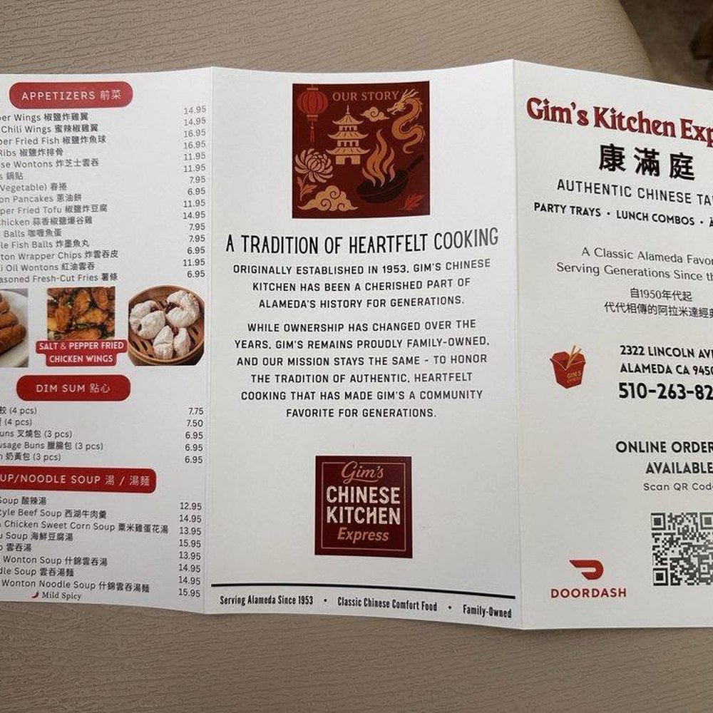 Gim's Chinese Kitchen Express - Gim's Chinese Kitchen Express lunch and dinner menu. - Chinese Near Me - Alameda, California Gim's Chinese Kitchen Express - Gim's Chinese Kitchen Express lunch and dinner menu. - Chinese Near Me - Alameda, California