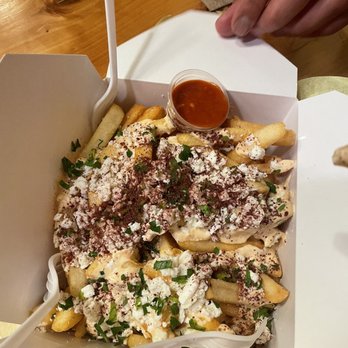 Casablanca Express - Garlic fries loaded with feta - Mediterranean Near Me - Seattle, Washington