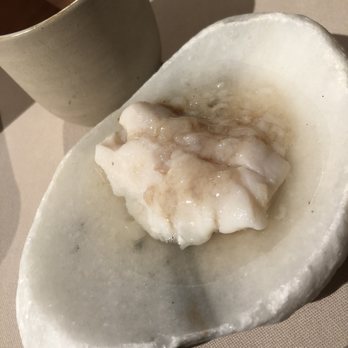 Mugaritz - White fish with sea cucumber. Has a strong fishy taste, matching w a white sauce that was disgusting. - Basque Near Me - Errenteria, SS Mugaritz - White fish with sea cucumber. Has a strong fishy taste, matching w a white sauce that was disgusting. - Basque Near Me - Errenteria, SS
