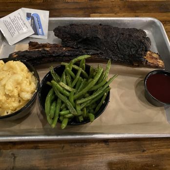 Sauced BBQ & Spirits - Dinosaur rib with Mac & cheese and green beans - Barbeque Near Me - Irvine, California Sauced BBQ & Spirits - Dinosaur rib with Mac & cheese and green beans - Barbeque Near Me - Irvine, California