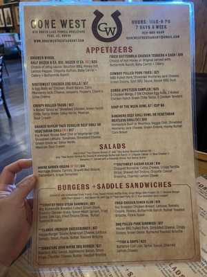 Menu photo 2 Gone West Family Restaurant Page, AZ
