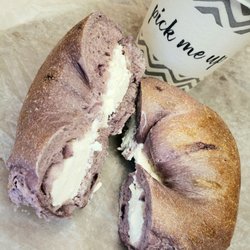 Baldwin Bagels - Shake Hands with a Blueberry Bagel with Cream Cheese!! BIG Fluffy Delicious Bagels Over Here!!