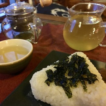 Far Leaves Tea - Purple plum rice cake + genmaicha. Refreshingly good! - Tea Rooms Near Me - Berkeley, California