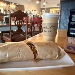 Adams Street Espresso - Breakfast Burrito & London Fog