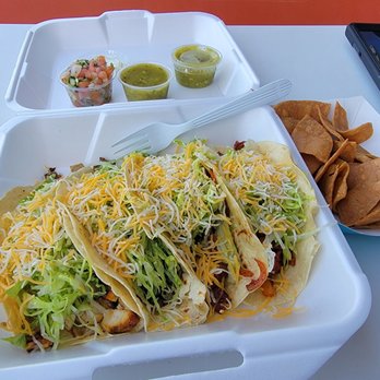 Gutierrez Mexican Restaurant - Foodporn! Al Pastor, Asada and chicken on flower tortilla, onion & cilantro, lettuce and cheese . - Mexican Near Me - Moorpark, California