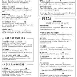 Pream Pizzas & Sandwiches - Menu