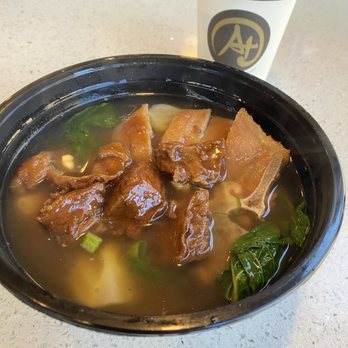 A Plus HK Style Cafe - Breakfast come from free milk tea or other hot drink . This is beef stew with pork chop in noodle soup $12.50 plus tax and tip . - Cantonese Near Me - Fremont, California A Plus HK Style Cafe - Breakfast come from free milk tea or other hot drink . This is beef stew with pork chop in noodle soup $12.50 plus tax and tip . - Cantonese Near Me - Fremont, California
